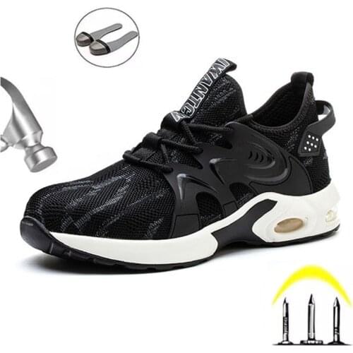 Anti-smashing European Standard Steel Toe Breathable Fly Woven Mesh Upper Work Safety Shoes Mens Summer Protective Shoes