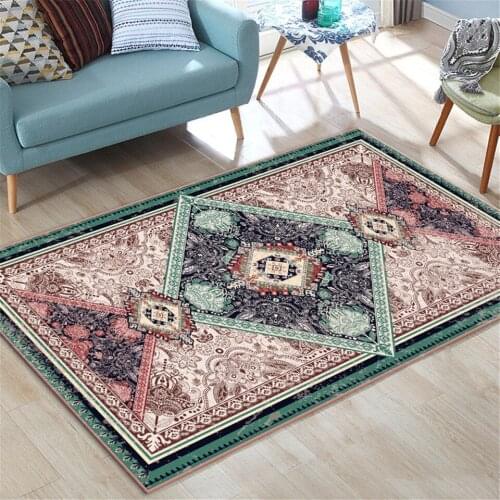 Ethnic Style Brwon Green Geometry Floral Rug Liivng Room Large Bohemia Decor Home Floor Carpet For Bedroom Custom Carpet Nordic