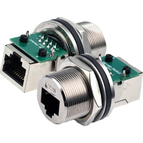 Waterproof M20 Waterproof Soldering PCB Board Network Interface Panel Mount Signal Adapter Ethernet Network 8P8C RJ45 Connector