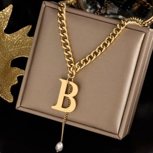 Stainless steel inserts No fading chain Upscale jewelry letter B Necklace fashion charm Light luxury gift women
