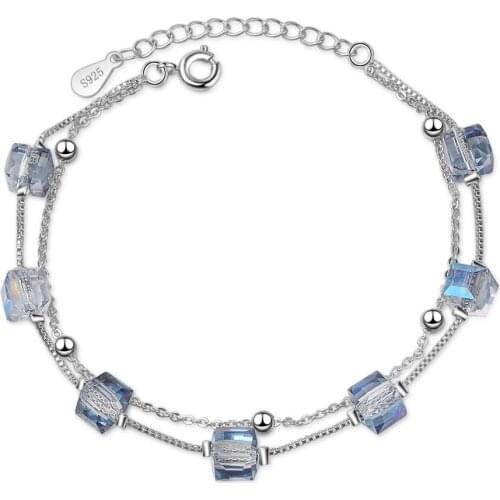 WANGAIYAO new product square synthetic crystal bracelet female Korean version of simple double-layer net red tide hand jewelry