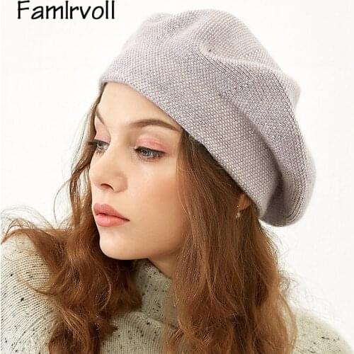 Lady Knitted Wool Hat Girls Woolen Beret Cap Female Autumn Winter Knitted Octagonal Hat Female British Painter Hats B-8755