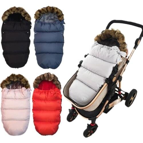 KLV Winter Baby Sleeping Bag Baby Trolley Stroller Warm Footmuff Envelopes Windproof Thicken Sleepsacks Cocoon For Newborn 0-24M