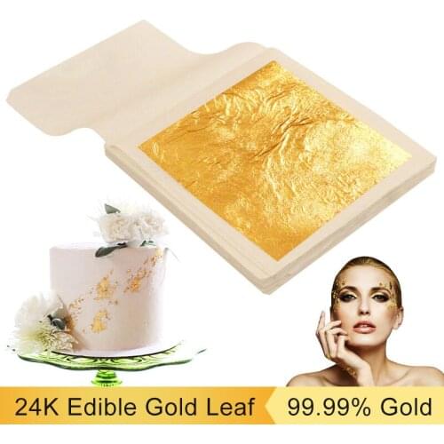 24K Gold Foil Edible Gold Leaf Sheets for Cake Decoration Steak Real Gold Paper Gold Flake Cooking Drink Food Dessert Gold Leaf