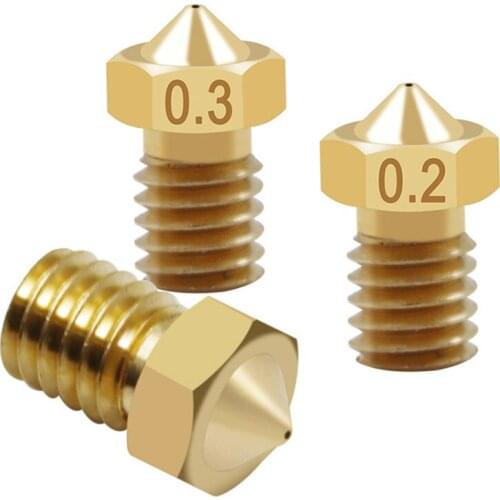 10pcs Brass nozzle 3d printer accessories M6 thread print nozzle E3DV5V6 for 1.75 consumables 0.1-1.0mm 3 consumables