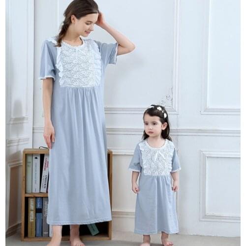 2019 Toddler Girl Nightgowns Dresses Summer Mother and Daughter Matching Clothes Pajamas Dress Women Girl Dresses Pijamas