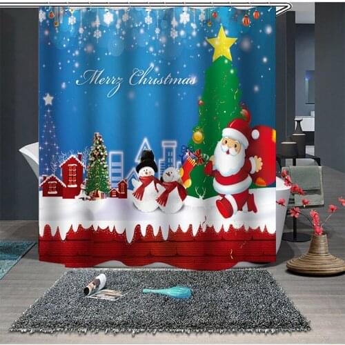 2021 Christmas New Year Home Decoration Curtains For Bathroom Shower Curtains Waterproof Fabric Bathtub Curtains Room Decors