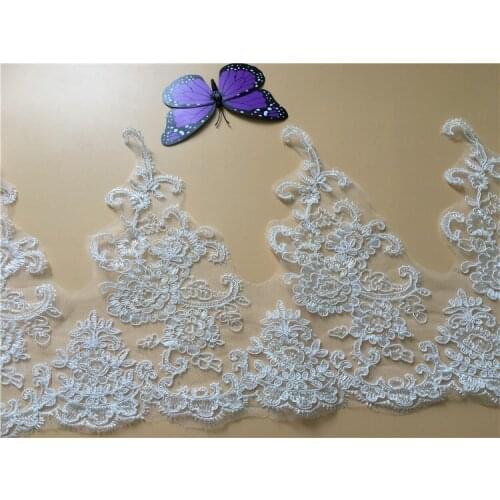 9Yards Wedding Lace Trim Embroidery Lace Applique Motif Floral Bridal Lace Accessory For Bridal Veil Free Shipping