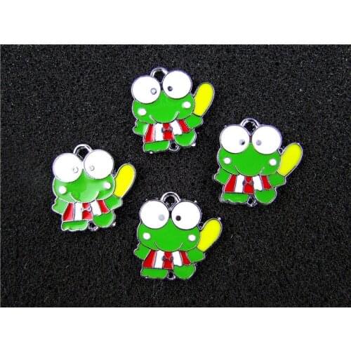 AE685 Mix Color 100Pcs Alloy Metal Enamel Frog Charms Pendant 22x21mm bead
