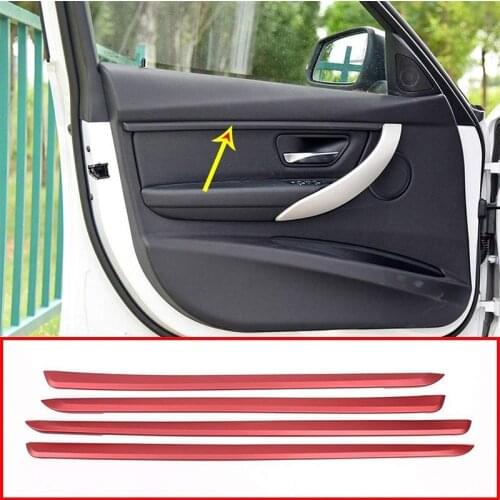 Car Styling Door Panel Decoration Stickers Trim Doorknob Covers for BMW 3/4 Serises F30 F32 F34 2017-19 Interior Accessories Red