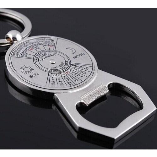 FREE SHIPPING BY DHL 200pcs/lot 2015 New Zinc Alloy Perpetual Calendar Bottle Opener Keychains Novelty Keyrings for Promotion