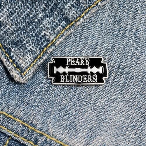 Peaky Blinders Razor Blade Brooch and Enamel Pin Buckle Black Razor Punk Jewelry Gift for Fathers Day