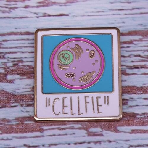 Cellfie science Polaroid hard enamel pin biologists lab coats cute decor