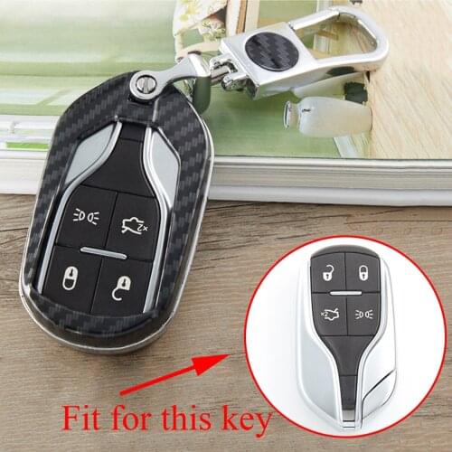 ABS Cover For Key Case Fob Shell Bag Holder Fit For Maserati Levante Ghibli 2014 2015 2016 2017 2018 Accessories Carbon Fiber