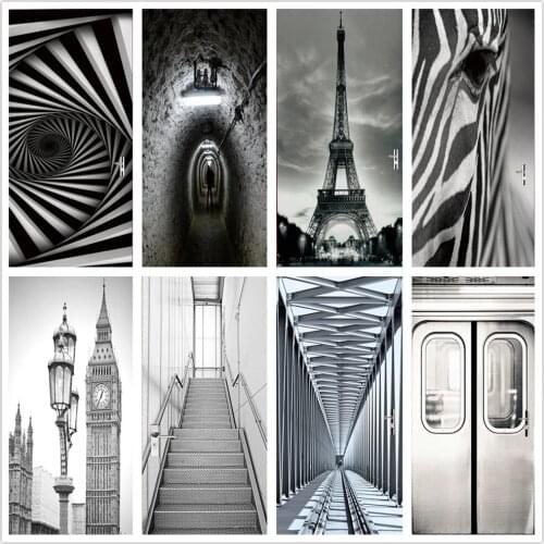 Black and White Door Sticker 3D Mural PVC Spiral Sight Illusion Self Adhesive Waterproof Wallpaper Decals Living Room Bedroom
