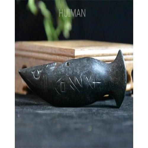 Home Decoration Hongshan Culture Archaize Black Iron Meteorite Sculpture Pendant Statue Handicraft