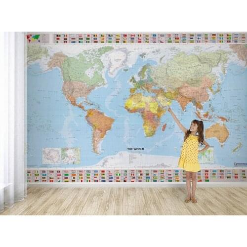 Custom childrens wallpaper,world map,modern murals for the living room of childrens room wall wallpaper