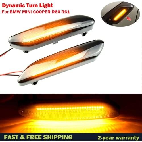 For BMW MINI Cooper R61 R60 Countryman Paceman LED Side Marker Indicator Lamp Dynamic Scroll Flashing Turn Signal Fender Lights