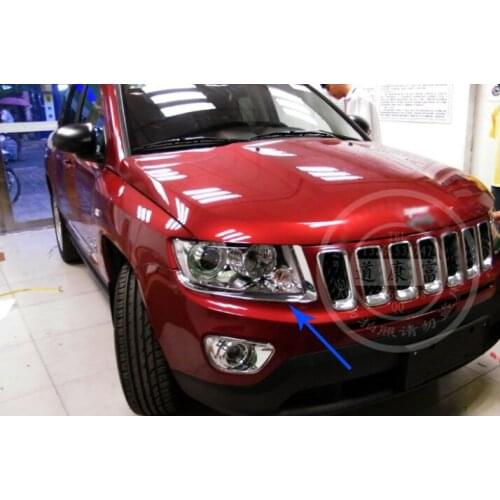 For Jeep Compass 2011-2016 ABS Chrome Decorate Front Head Light Headlight Lamp Trim Molding