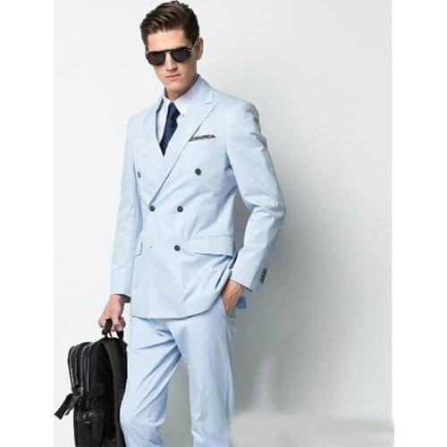 Double Breasted Groomsmen Peak Lapel Groom Tuxedos Groomsmen Best Man Suit Mens Wedding Suits Bridegroom (Jacket+Pants+Tie)