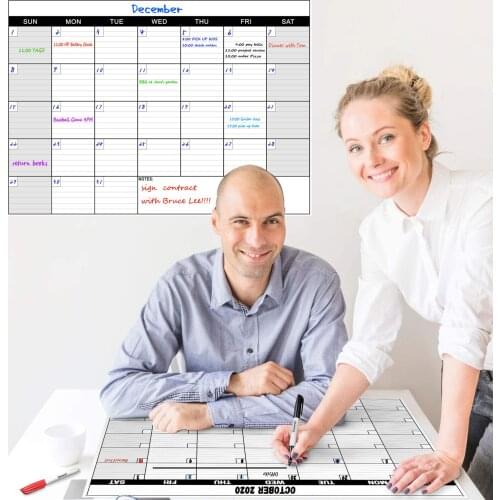 A2 Dry-erase Monthly Whiteboard Calendar for Wall Sticker Erasable Schedule Planner Board Work Plan Board Office Writing Board