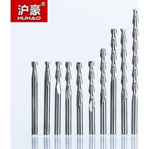 HUHAO 5pcs/lot Shank 3.175mm 2 Flute Spiral Router Bit for Wood CNC End Mill Tungsten Carbide PCB Milling Cutter