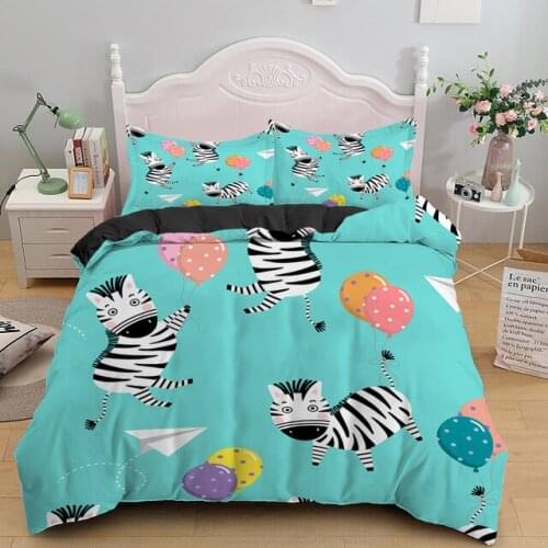 Zebra/Horse Cute Cartoon Bedding Set Animals 3D Quilt Cover Kids Boy Bedroom Home Textiles Single King Queen 2/3pcs Duvet Covers