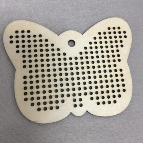 50pcs free shipping Multi-hole wood material cross stitch butterfly pendant