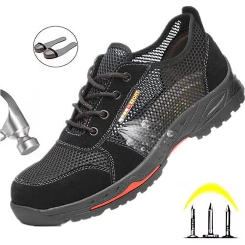 Summer Casual Fashion New Hot-selling Anti-smashing, Pressure-resistant and Wear-resistant Flying Woven Mesh Safety Work Shoes