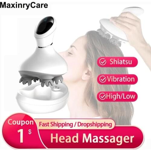 Smart Head Scalp Massager USB Charging Wireless Head Massage Device Stress Relax Body Back Massager for Prevent Hair Loss