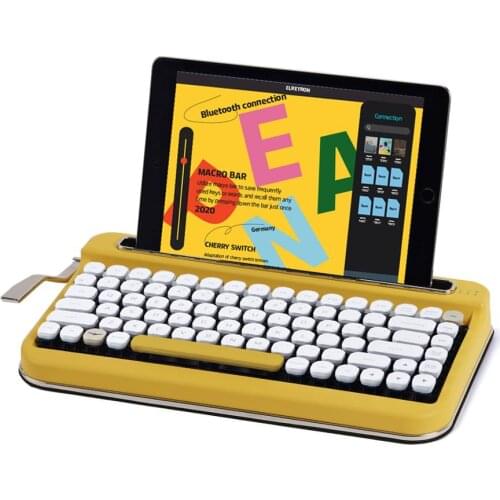 PENNA Retro Style Bluetooth Mechanical Keyboard MUSTARD Yellow 85Key CherryMX Swift Keyclick Steam Punk Tablet/Phone/PC/MAC/iPAD