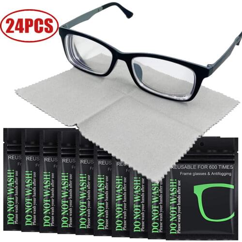 24Pcs Reusable AntiFog Wipes Glasses Pre-Moistened Antifog Lens Cloth Defogger Eyeglass Wipe Prevent Fogging for Glasses