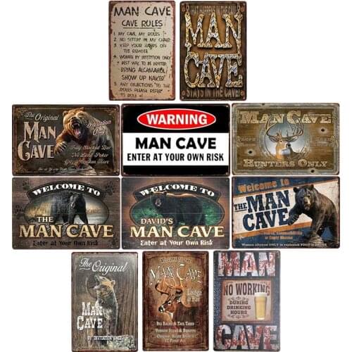 Man Cave Rule Metal Tin Sign Vintage Bar Wall Painting Plaque Mancave Art Poster Home Decor 20x30cm