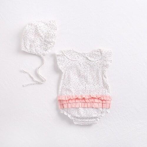 Soft breathable newborn baby romper summer short sleeve lace collar jumpsuit toddler baby overalls princess girls costumes
