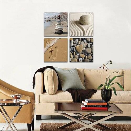 Wall Decor Romantic Beach Stone Modern Artwork Sea Ocean Canvas Art Prints Seascape Painting Canvas Wall Art for Bedroom Home