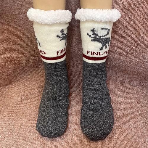 Winter Men Floor Socks Indoor Thermal Soft Elastic Warm Black Floor Thicken Plush Socks Anti-Slip Long Cotton Socks Fur Slippers