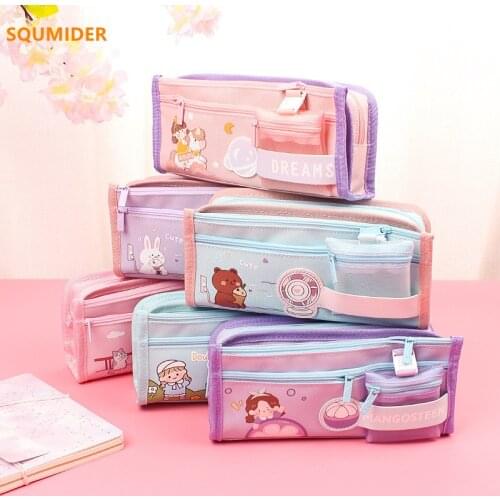 New Creativity multifunctional canvas pencil case School stationery bag girl pencil bag Student pen case cute pen bag kid prizes