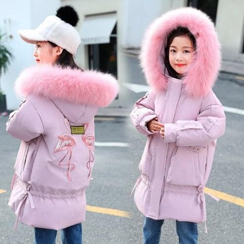 -30 Degree Cold Winter Girls Down Coats Thickened Medium Length Jacket Children Baby Down Jackets Duck Fur 90% 5 12 14 Years