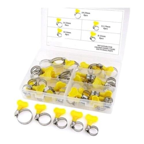 Free shipping 40 pcs 8mm-29mm butterfly Hose Clamp Homebrew Pipe Clamp Fit Tube Plastic Handle