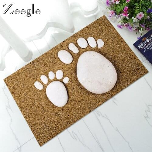 Zeegle 3D Stone Feet Pattern Rubber Door Mats Front Door Dust Proof Corridor Mats Bedroom Floor Rugs Home Decor Kitchen Rugs