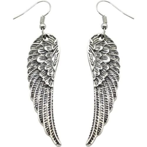 Fashion Angel Wings Earrings For Women Feather silver color Hanging Dangle Metal Earrings Statement Earring Jewelry Women