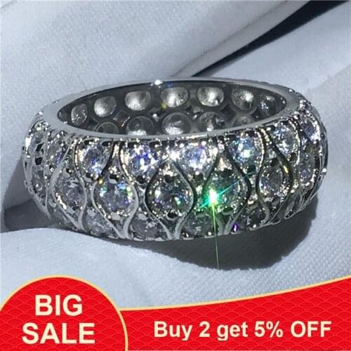 Unique Bohe ring 925 Sterling silver AAAAA Cubic Zirconia Acorss Engagement Wedding Band Rings for women men Party Jewelry