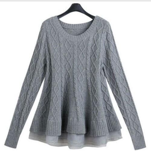 Womens Winter Sweaters Dress Autumn Fashion Loose Pullover Sweater for Women Hem Lace Long Sleeve Sweater Dresse Woman Sweaters