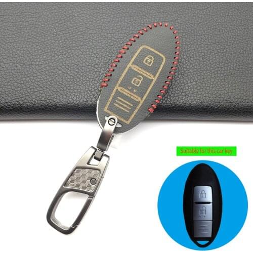 100% Leather Car Key Cover Case For Nissan Teana X-Trail Qashqai Livina Sylphy Tiida Sunny March Murano Geniss Juke Almera