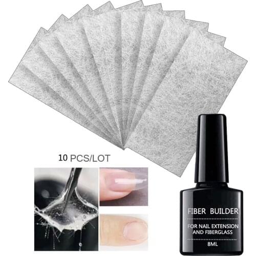 8ml Nail Extension Fibernails Fiberglass Gel Quick Extension Fibernails DIY Nail Buliding +10pc Nail Fiberglass Non-woven Silks