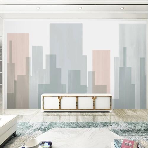 Beibehang Simple modern city TV background mural wallpaper bedroom hotel cafe milk tea shop murals wall paper 3D wall covering