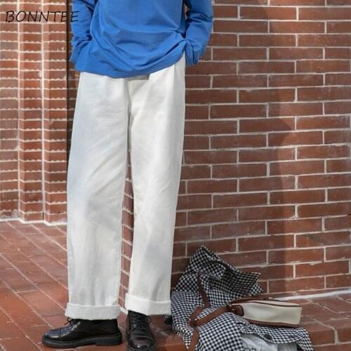 Casual Pants Women Spring White Elegant Lady All-match Loose Wide-leg Students Simple College Korean Style Ulzzang Trouser Femme