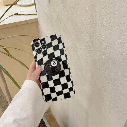 Cool Checker Black 8 Stand Knot Case for iPhone 12 Pro Max Back Phone Cover for 12 Mini 11 Pro X XS XR 6 8 7 Plus SE 2020 Capa