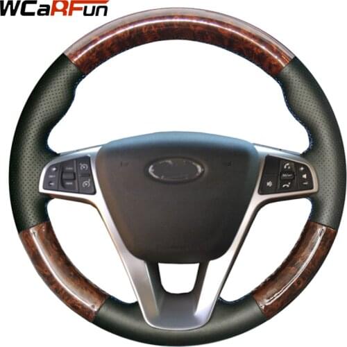 WCaRFun Hand-stitched Black Artificial Leather Car Steering Wheel Cover for Lada Vesta 2015 2016 2017 Vesta SW Cross