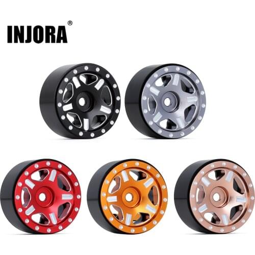 INJORA 4PCS 1.0" Beadlock CNC Micro Crawler Wheel Rim Hub for 1/24 RC Crawler Car Axial SCX24 90081 AXI00001